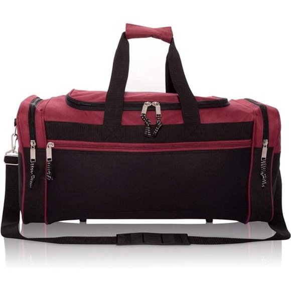 SPORTS Duffle Bag Gym Bag Travel Duffel Adjustable Strap Maroon - Picture 2 of 7
